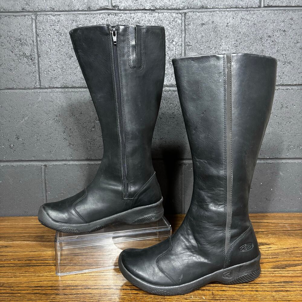 Keen Bern Baby Bern Tall Boots Black Leather Knee High Zip Boots Women’s 8.5